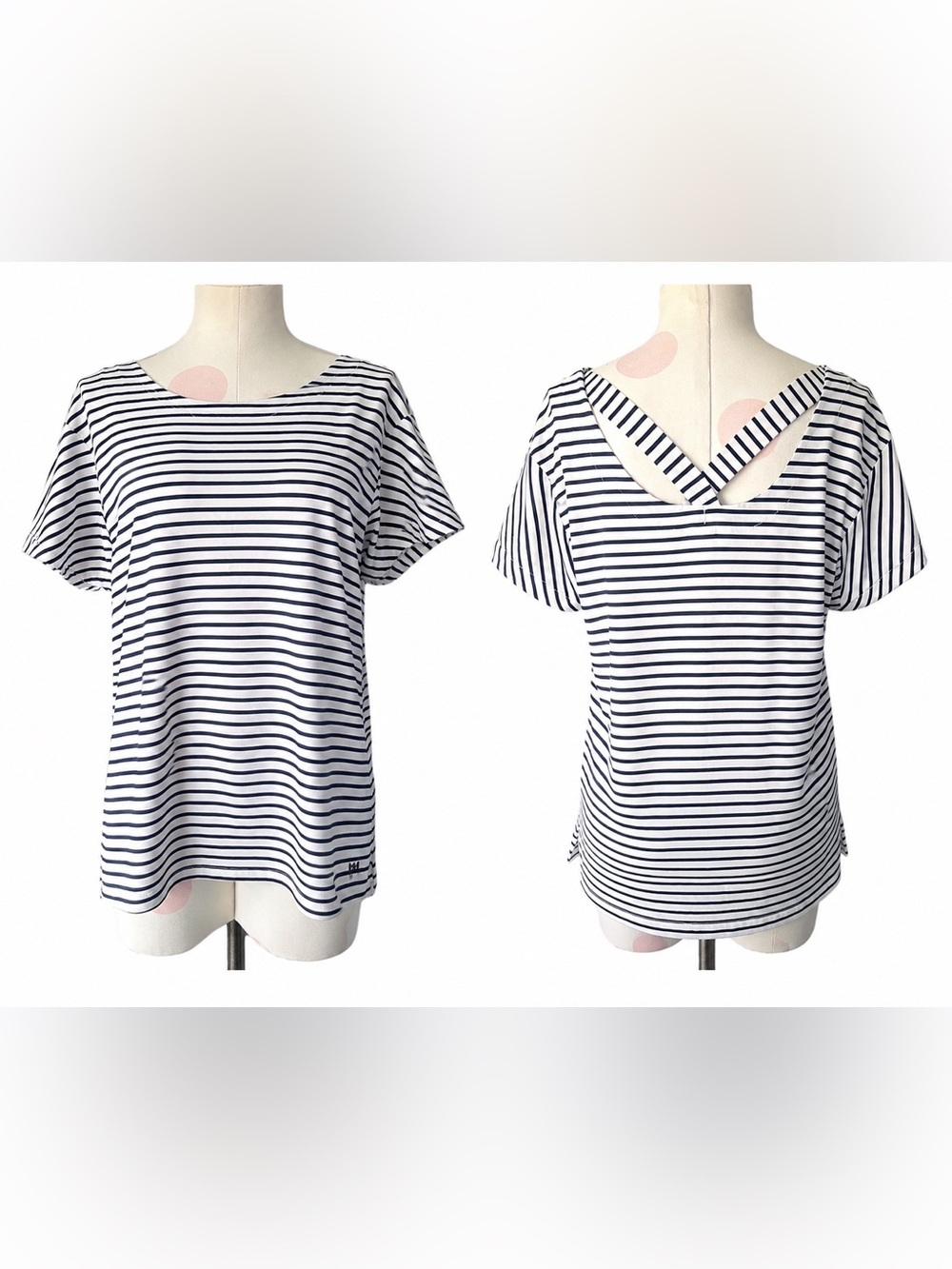 Helly Hansen Striped Short Sleeve Top – White Navy – large - Picture 1 of 8